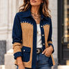 Retro Color-block Womens Jacket Casual Outerwear