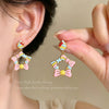 Korean-style Spring-summer Sweet Dopamine Star Oil Drop Earrings, Niche Geometric Bowknot Studs, Versatile High-end Earrings