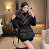 Mid-length Figure-flattering Waist-cinching Thickened Warm Coat With A Slimming Fit And Defined Waistline