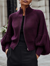 European And American Style Stand-up Collar Zippered Knit Sweater For Women, High-end, Loose-fitting, Slimming, Versatile For Commuting, Knitted Cardigan Top