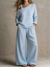 2026 Amazon Independent Site Hot-Selling Women's Casual Loose Fashion One-Shoulder Linen Blend Two-Piece Set