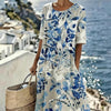 Fashion High-end V-neck Printed Dress