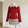 Slim-fit Waist-cinching Coat With A Fur Collar Chic And Elegant