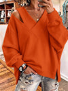 2026 European And American Cross-border Amazon Independent Store Autumn And Winter Women's Solid Color Crossover Collar Long-sleeve Loose Sweatshirt