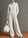 2026 Cross-Border European And American Women's Fashion New Solid Color Stand Collar Cardigan Sweatshirt Wide-Leg Pants Set Popular On Independent Platforms For Women