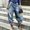 European And American-style Casual Fashion Ripped Wide-leg Pants