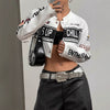 XK268CJ European And American Style Patterned Printed Cropped Long-sleeve
