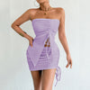 2026 Amazon Cross-Border Women's Fashion New European And American Style Strapless Bodycon Sexy Dress Textured Set Spicy Girl Dress