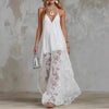 Women's V-neck Sleeveless Lace Maxi Dress