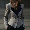 European And American-style Color-block Lapel Cropped Blazer
