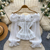 Off-shoulder Womens Shirt With Three-dimensional Floral Design