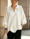 European And American 2026 Cross Border Autumn Winter Collection A Loose, Relaxed-style Women Sweater With A V-neck, Lantern Sleeves, And A Solid Color Design
