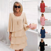 2025 Amazon Foreign Trade Spring And Summer Fashion Cake Dress Women's Temperament Loose Slim Round Neck Dress Women
