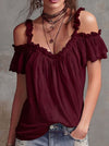New Arrival Cotton Linen Ruffled Collar Casual Camisole Solid Color Versatile Top
