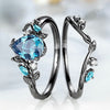 Sanjie European And American Ring Wholesale Blue Topaz Natural Ring Cross-border Fashion Inlaid Water Drop Diamond Jewelry