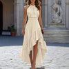 2026 European And American Cross-border Foreign Trade Women's Clothing, Summer Sleeveless Halter Neck Irregular Ruffle Women's Dress